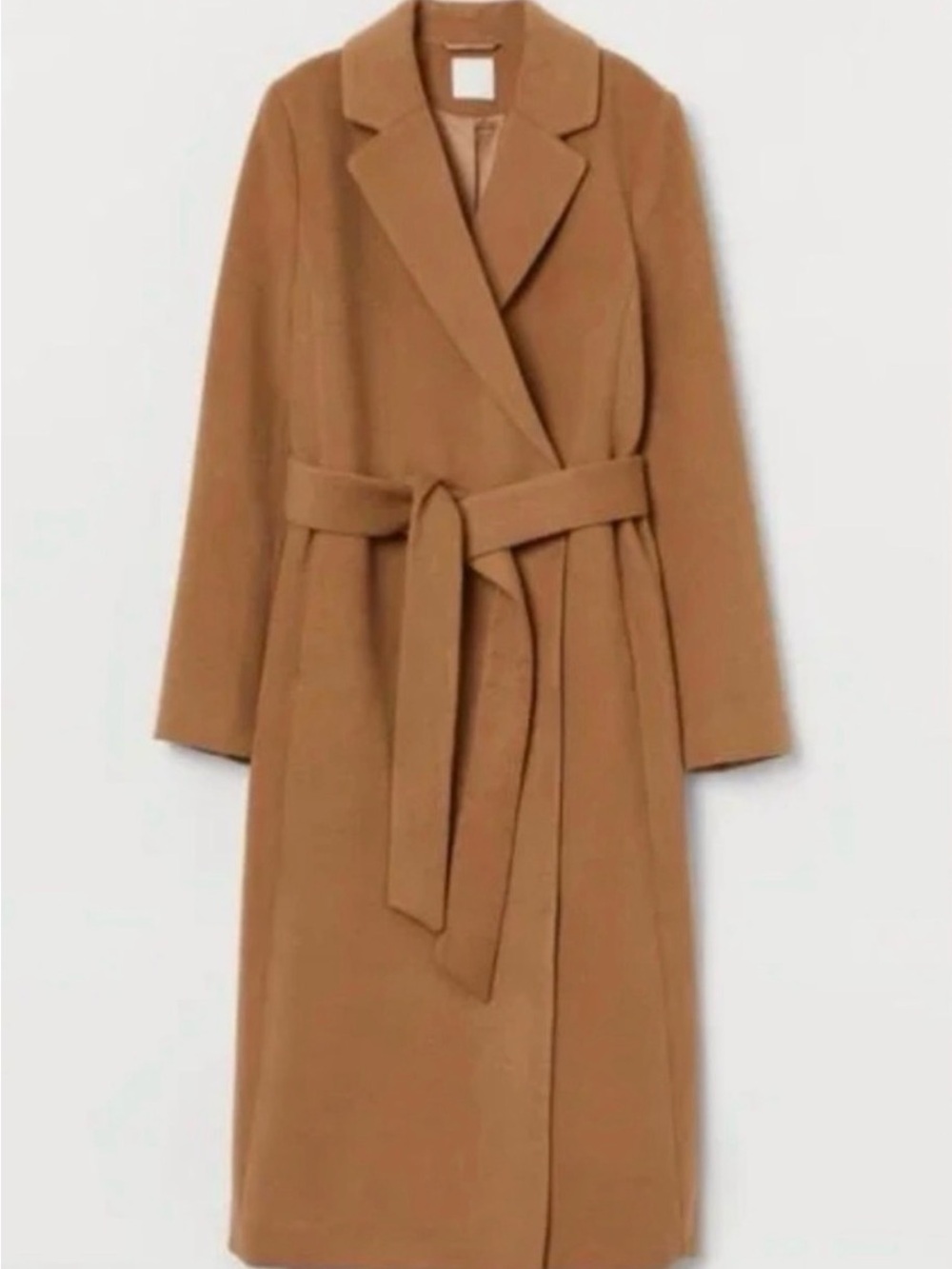 H&M Camel Wool-Blend Belted Trench Coat - NO BELT Size S
